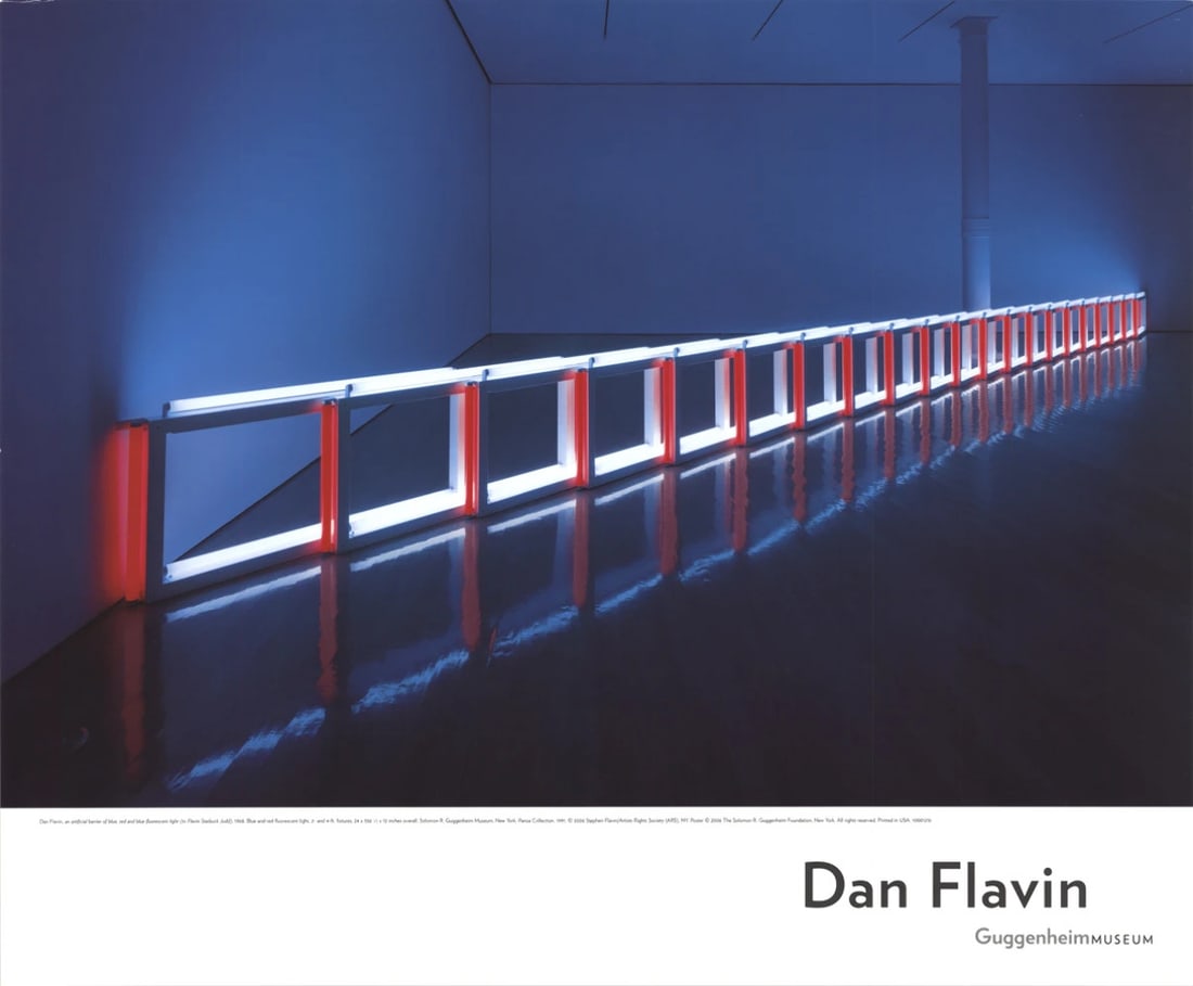 Dan Flavin Artificial Barrier Blue Red & Blue Fluorescent Light (To Flavin Star: Artist: Dan Flavin Brand: Flavin Dan Country/Region Of Origin: USA Exact Year: 2006 Height: 26.25 Item Height: 26.25 Item Width: 32 Subject: Abstract Type: Offset Lithograph Year Of Production: 2006 A