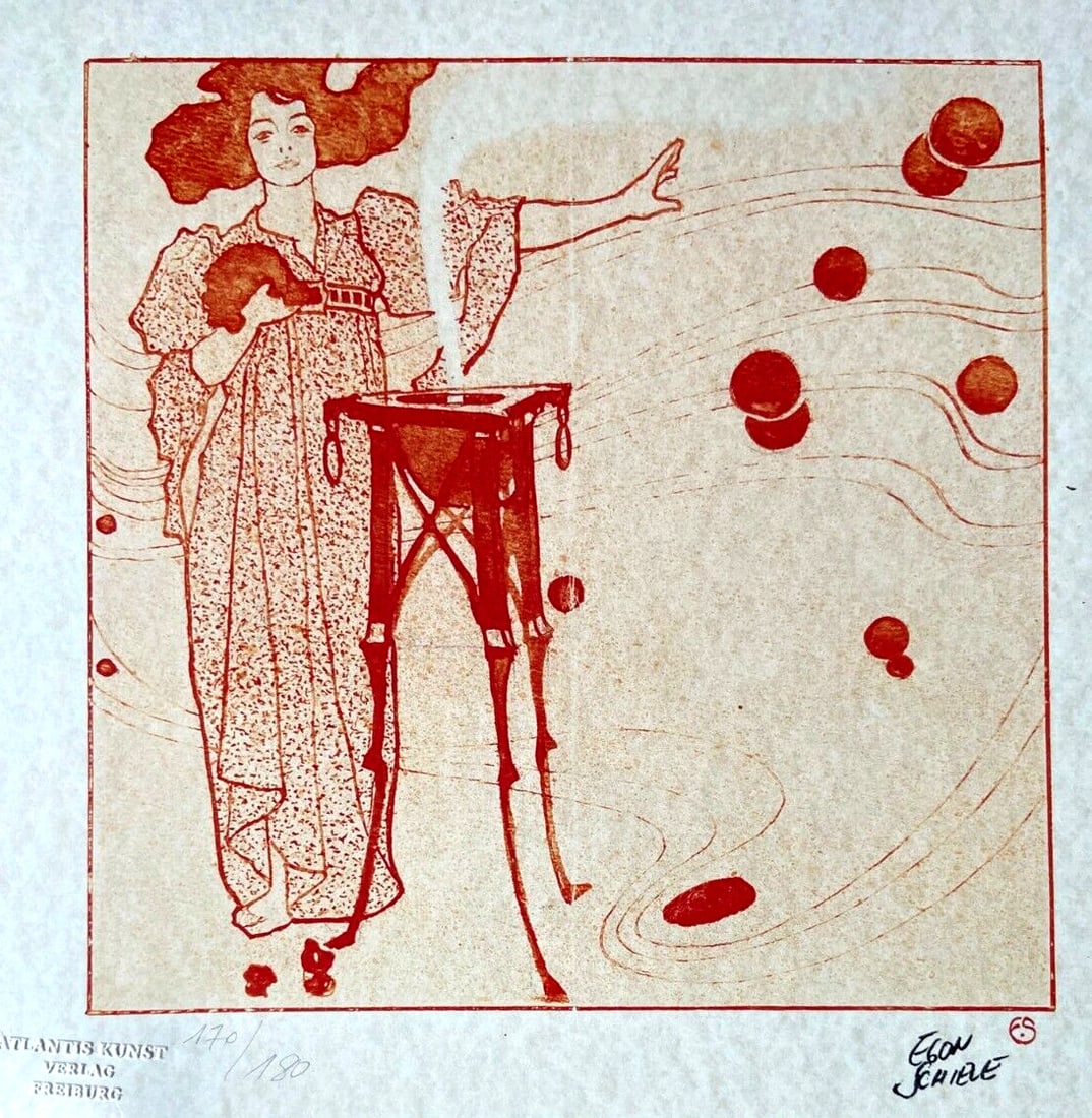 Egon Schiele Lithograph Coa Signed Numbered By Hand. Edvard Munch: Brand: Unbranded Egon Schiele "Homage for Marie Czihaezek " Chromolithography printed in 1978 in 180 specimens by Atlantis Verlag, Freiburg 32 x 32 cm Signature Egon Schiele on the slab Dry and authen