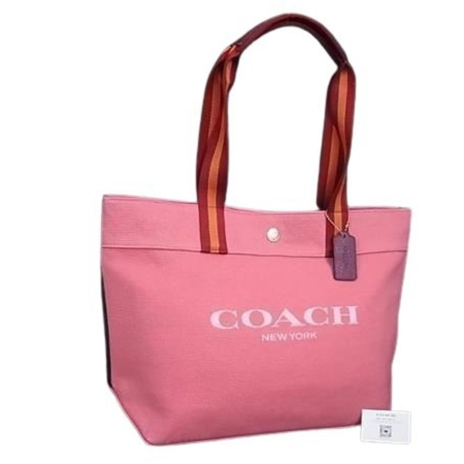 Coach Tote Bag C8293 Pink X Red Canvas Leather: Brand: Coach Type: Handbag, Shoulder Bag, Tote Bag Material: Canvas , Leather Color: Pink, Red Color Gender: Women Size (Hxwxd): 29.5cm x 45.5cm x 13.5cm / 11.61'' x 17.91'' x 5.31'' Condition: Used (