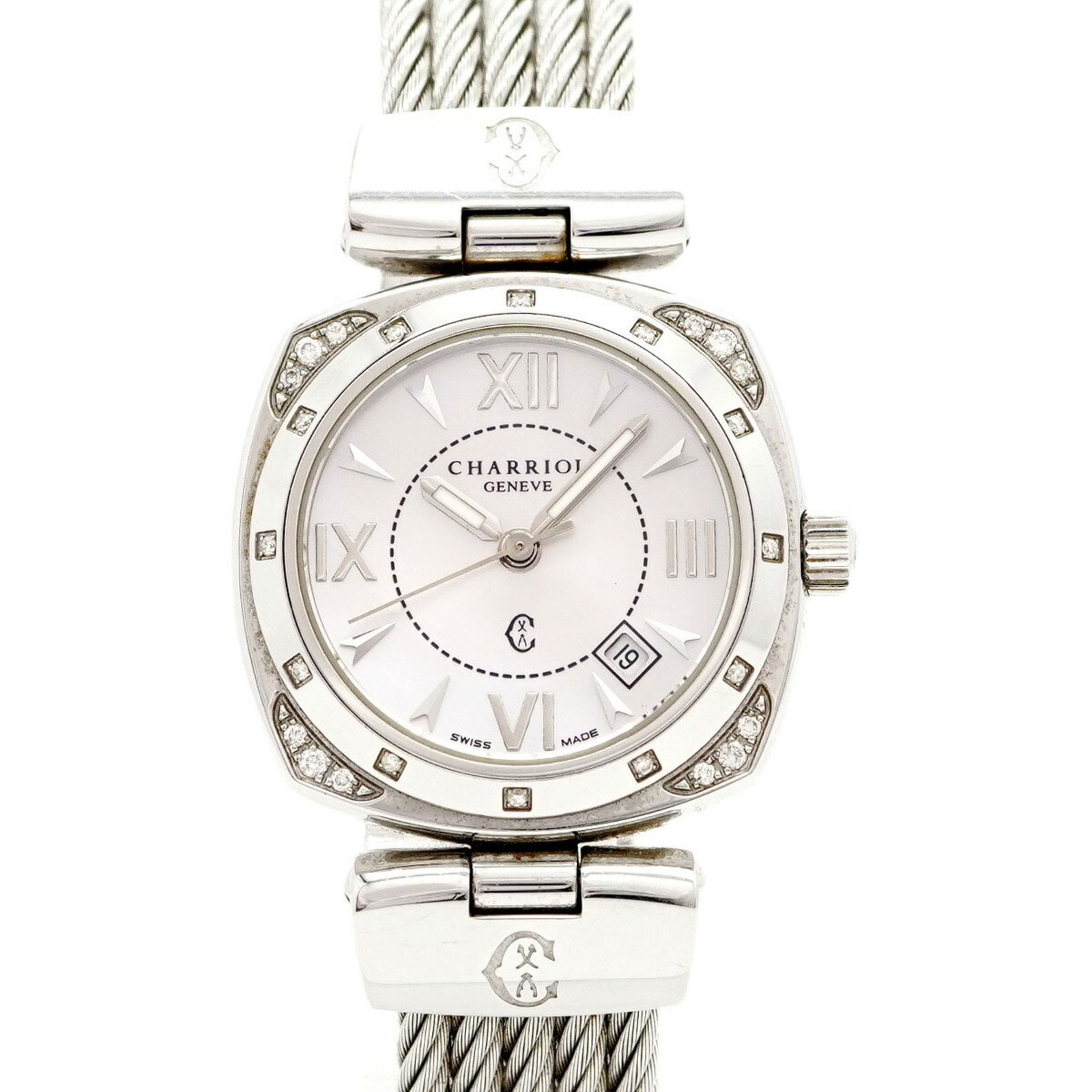 Charriol Alexander Alexs Pink Dial: Brand: Charriol Type: Wristwatch Gender: Women Material (Band): Stainless Steel Color (Dial): Pink Shell Case Diameter: 27mm / 1.06'' Wrist Size: 16cm / 6.29'' Condition: Used (good), Traces of usage,