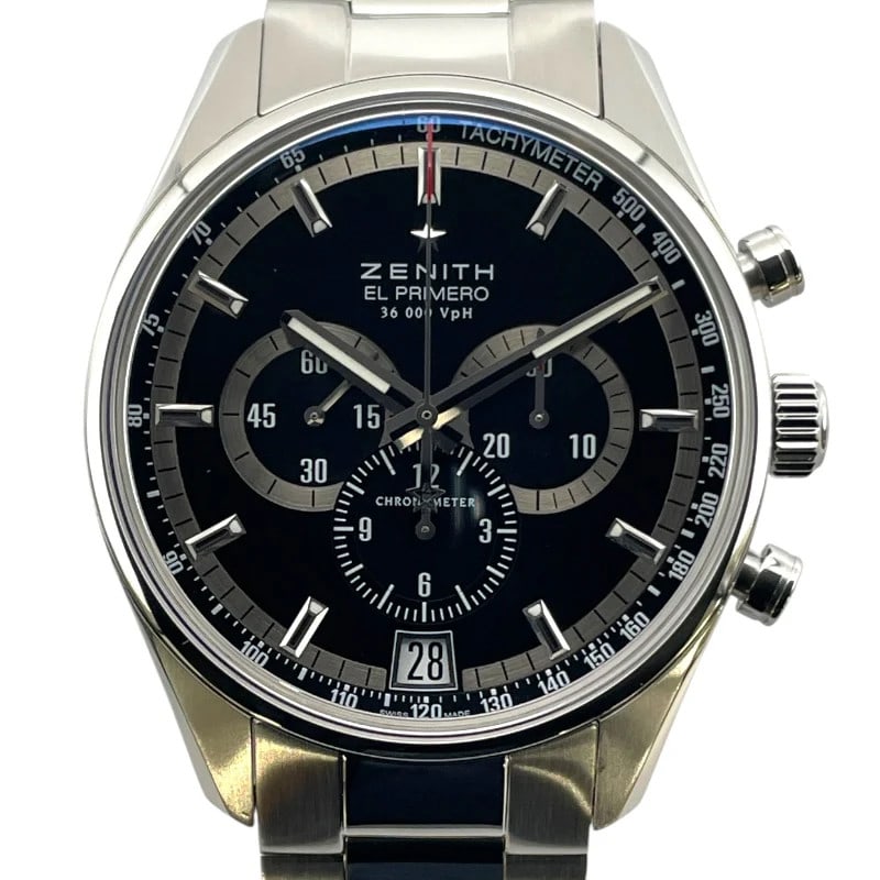 Zenith El Primero 36000Vph 33.2040.400 Black: Brand: ZENITH Movement: Automatic Material: SS Color: Black Dial Color: Black Arm Circumference Size: 18cm Water Resistance: Waterproof 100M Type: Wrist watch Product Disclaimer: Items may exhibit lig