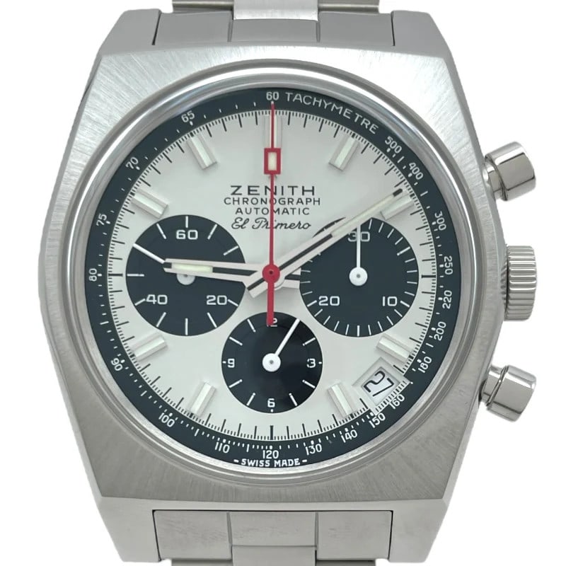 Zenith El Primero A384 Revival 03.A384.400/21.M384 White: Brand: ZENITH Movement: Automatic Material: SS Color: White Dial Color: White Arm Circumference Size: 18.5cm Water Resistance: Daily Life 50M Type: Wrist watch Product Disclaimer: Items may exhibit li