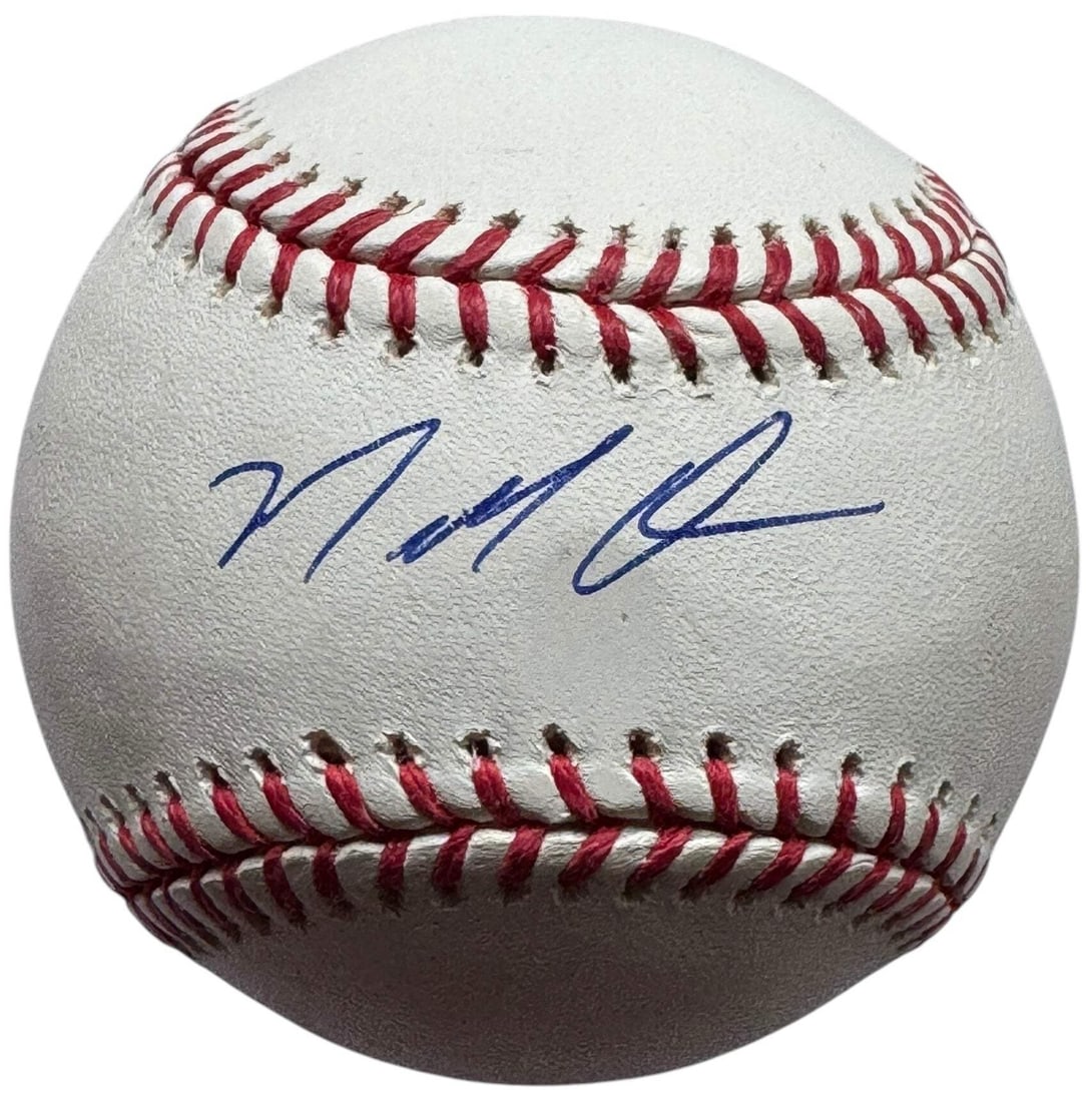 Marcell Ozuna Autographed Official Major League Baseball (Mlb/Fanatics): Brand: MLB Marcell Ozuna Autographed Official Major League Baseball Signed in blue pen across the sweet spot on an Robert Manfred baseball. Product Disclaimer: Not affiliated with any team or league.