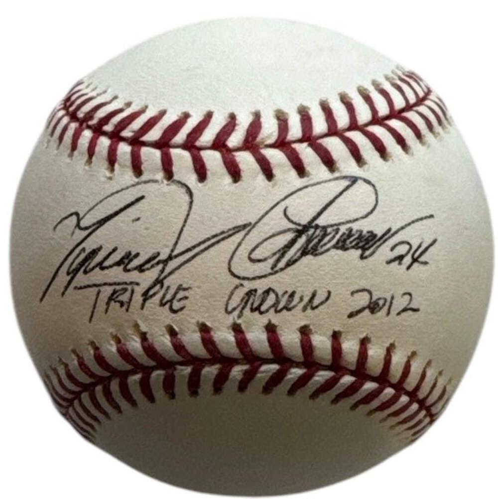 Miguel Cabrera Autographed Official Major League Baseball (Jsa): Brand: James Spence Authentication (JSA) Miguel Cabrera Autographed Official Major League Baseball Signed across the sweet spot in black ink on this Robert Manfred baseball with inscription "Triple Cr