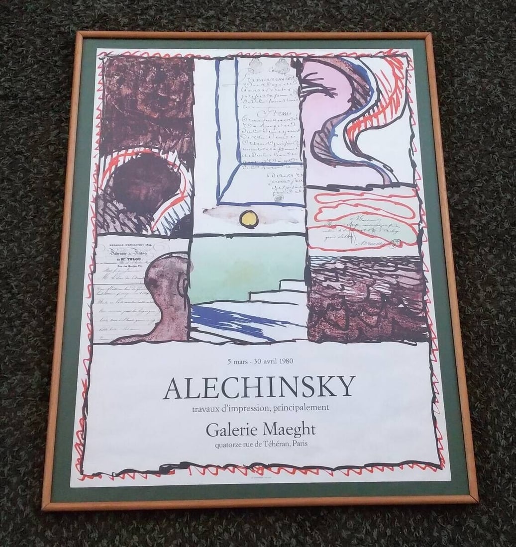 Pierre Alechinsky 1980 Galerie Maeght Exhibition Poster Framed Vintage France: Country Of Origin: France Artist: Pierre Alechinsky Signed By: Stoyan Tsanev Material: Paper Original/Licensed Reprint: Original Framing: Framed Region Of Origin: Europe Subject: Art Type: Print Year
