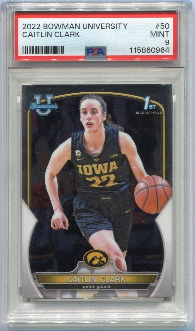 Caitlin Clark 2022 Bowman University Chrome Rc #50 Psa Graded 9 (1 of 2)