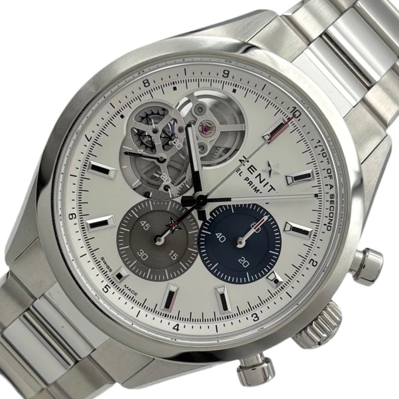 Zenith Chronomaster Open 03.3300.3604/69.M3300 White: Brand: ZENITH Movement: Automatic Material: SS Color: White Dial Color: White Arm Circumference Size: 19cm Water Resistance: Waterproof 100M Type: Wrist watch Product Disclaimer: Items may exhibit lig