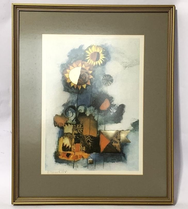 Rosina Wachtmeister Signed Sunflower Print 1981 Gold Leaf Details Rare Abstract: Country Of Origin: Austria Unit Of Sale: Single Piece Artist: Rosina Wachtmeister Signed By: Rosina Wachtmeister Image Orientation: Portrait Size: Medium Signed: Yes Period: Contemporary (1970 - 2020)