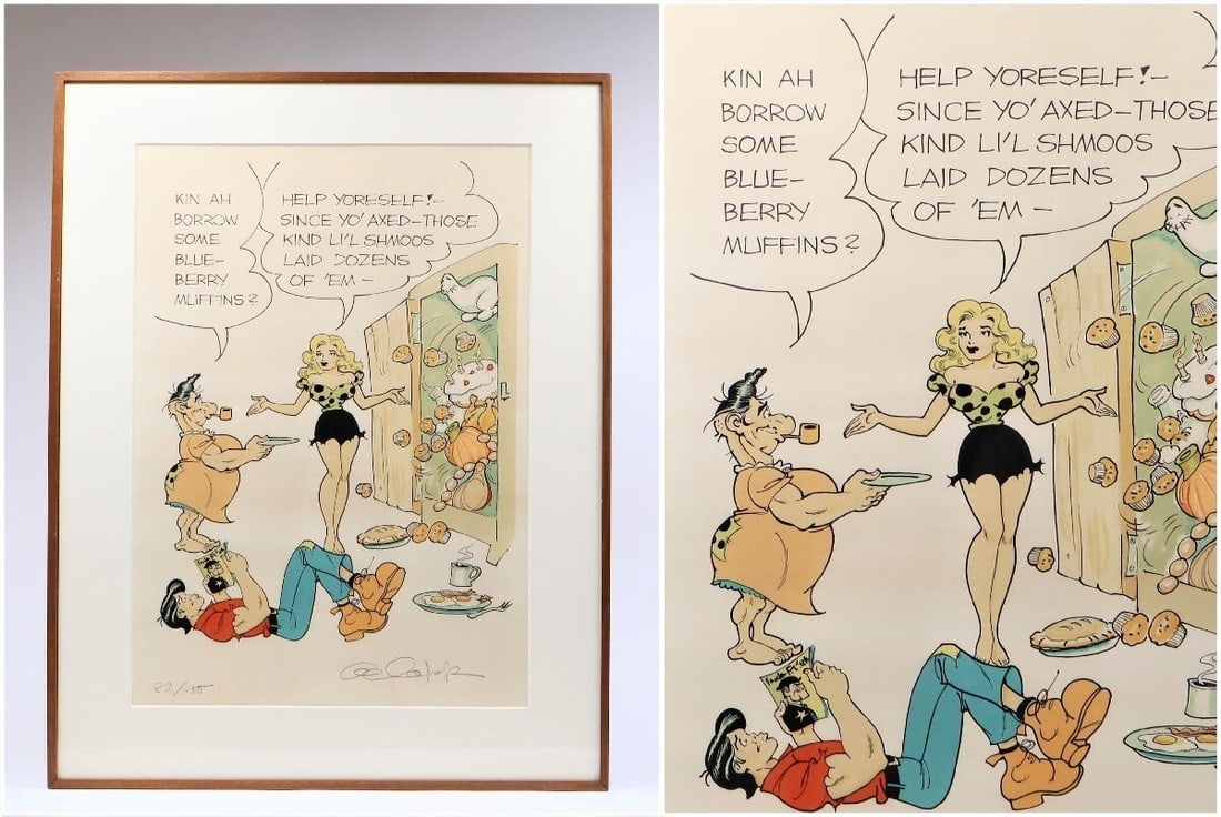 Al Capp "Lil Abner" Ed100 Comic Art Print Signed In Pencil Framed: Artist: Al Capp Unit Of Sale: Single Piece Signed By: Al Capp Image Orientation: Portrait Size: Medium Signed: Yes Material: Paper Framing: Framed Original/Licensed Reprint: Original Subject: Sunday M