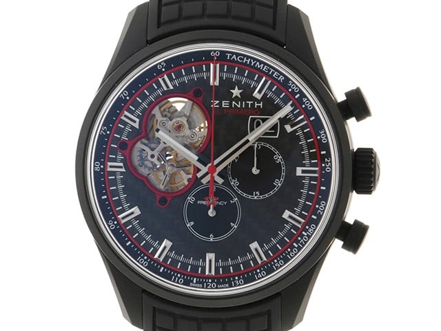 Zenith El Primero Chronomaster 24.2160.4063/28.R515 Automatic: Brand: ZENITH Material: AL/RUBBER Size: 45mm Bracelet: Maximum 21cm Type: Wrist watch Product Disclaimer: Items may exhibit light wear, such as minor scratches or slight tarnishing appropriate to thei