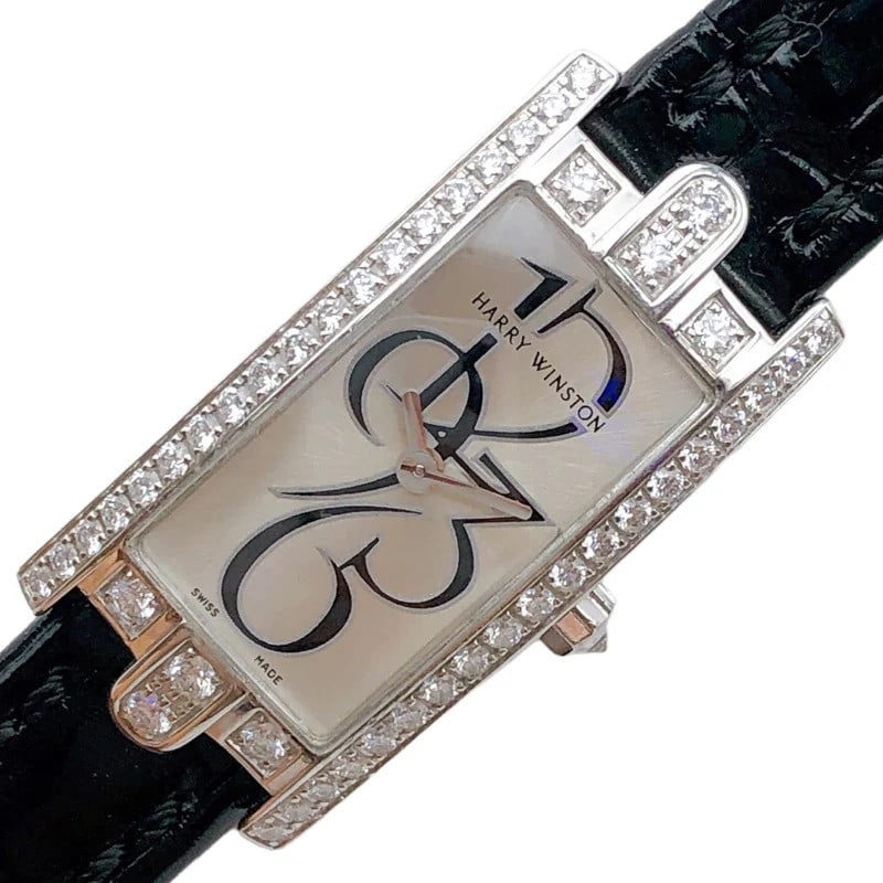 Harry Winston Avenue 332Lqw K18Wg/Leather Strap Quartz (1 of 9)