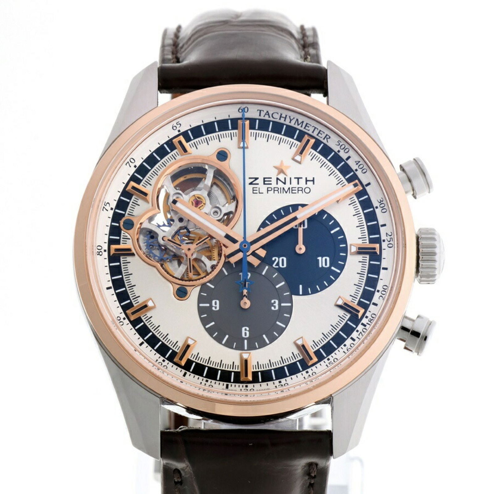 Zenith El Primero Chronomaster 51.2080.4061 Silver Black Automatic Watch A-158696: Brand: Zenith Material (Case): Pink Gold (18K), Stainless Steel Color (Dial): Black, Silver Case Diameter: 42.2mm / 1.66'' Wrist Size: 17.5cm - 21cm / 6.88'' - 8.26'' Condition: Used (very good), A fe