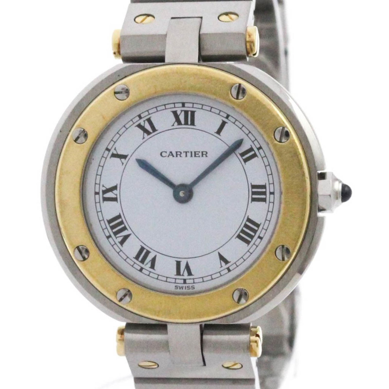 Cartier Santos Round 18K Gold Steel Quartz (1 of 8)