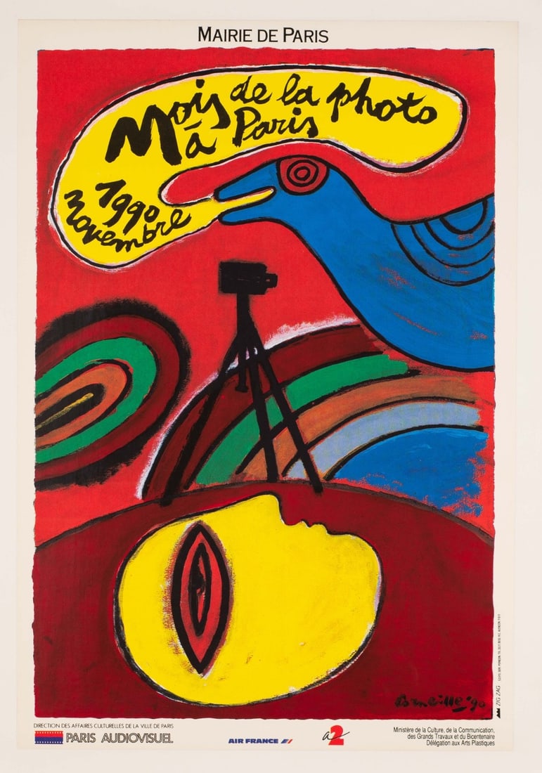 Corneille 1990 Mois De La Photo A Paris By Original Serigraph: Country Of Origin: PARIS Artist: CORNEILLE GUILLAUME Corneille Unit Of Sale: Single Piece Size: Small Color: RED Date Of Creation: 1990 Material: Canvas Paper Certificate Of Authenticity (Coa): Yes Or
