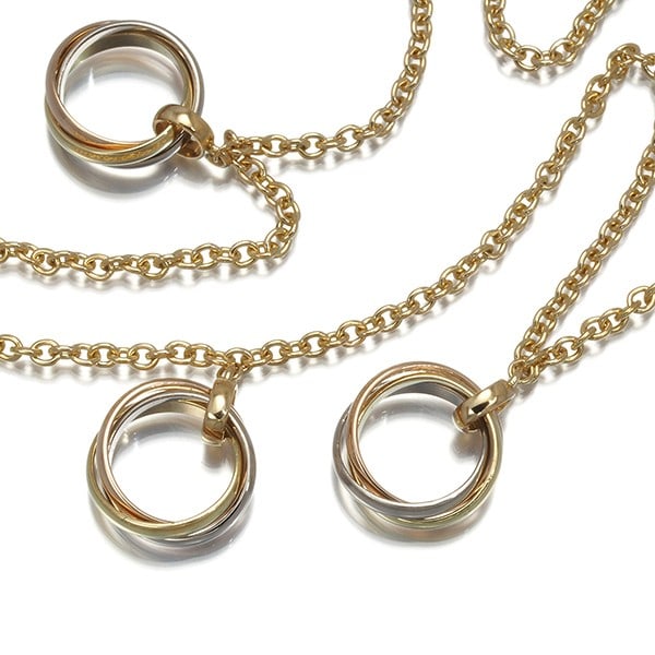 Cartier Necklace Trinity 3Color 3P Station 18K 750 Yellow White Rose Gold (1 of 5)