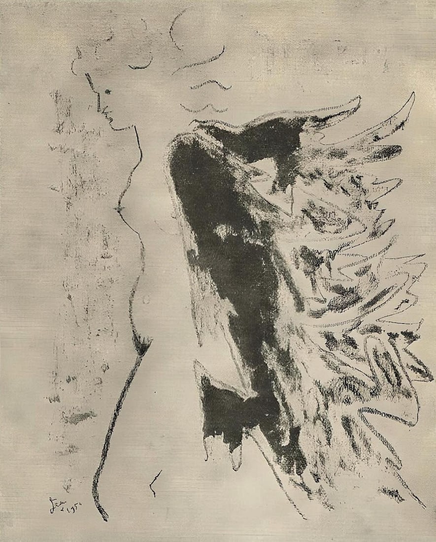 Jean Cocteau, Composition, Sous Le Manteau De Feu, Lithograph (1 of 6)