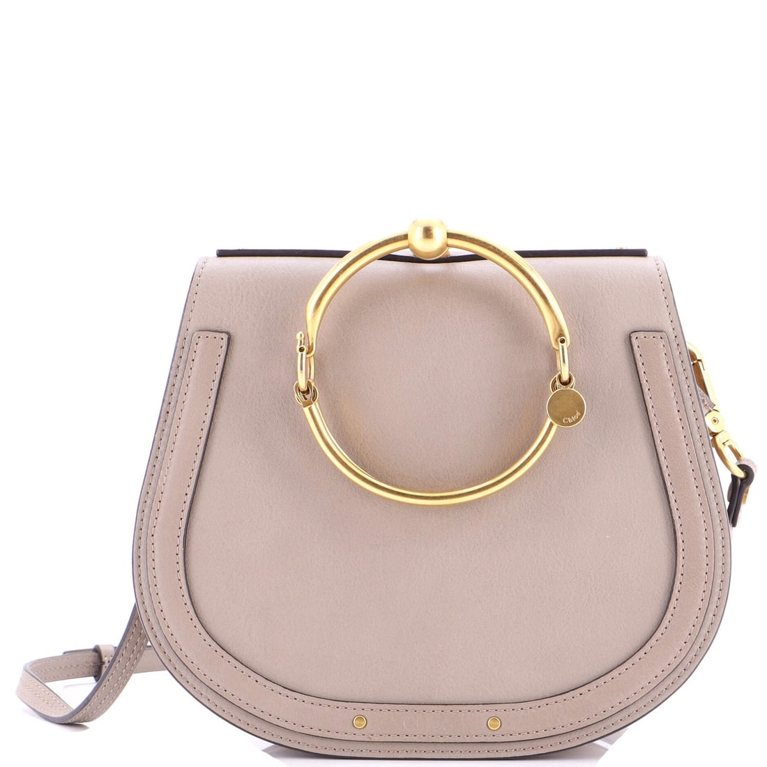 Chloe Nile Crossbody Bag Leather Medium: Brand: Chloe Exterior Material: Leather Style: Cross Body Bags Exterior Color: Neutral Size: Medium Accessories: With Strap Measurements: Handle Drop 4", Height 8", Width 10", Depth 2.5", Strap Drop 2