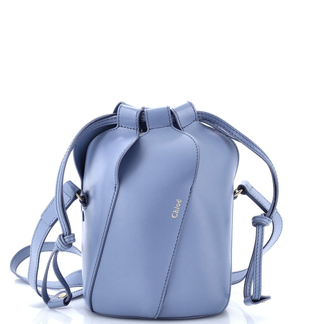 Chloe Tulip Bucket Bag Leather Small: Brand: Chloe Exterior Material: Leather Style: Bucket Exterior Color: Blue Size: Small Measurements: Height 11", Width 6", Depth 5.5", Strap Drop 27" Model: Tulip Bucket Bag Leather Small Exterior Mat