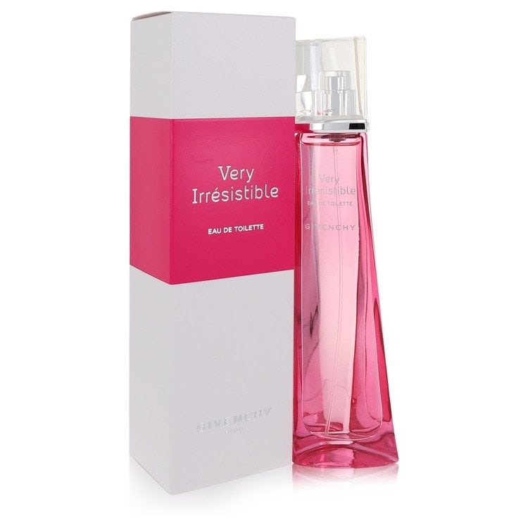 Very Irresistible Perfume By Givenchy Eau De Toilette Spray: Brand: Givenchy Size: 2.5 oz Eau De Toilette Spray Grams: 400 Type: Eau De Toilette Spray Fragrance: Perfume for Women Product Disclaimer: Authentic fragrances; some boxes may show shelf wear. We stro