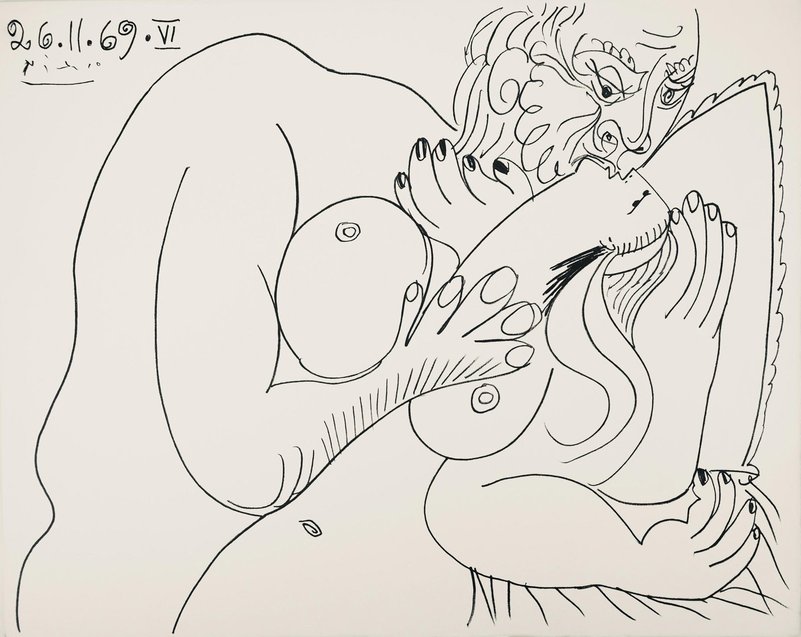 Pablo Picasso, Composition (Orozco 193-204), Au Baiser D'Avignon, Lithograph (1 of 6)