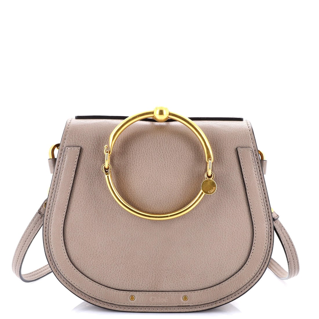 Chloe Nile Crossbody Bag Leather Medium: Brand: Chloe Exterior Material: Leather Style: Cross Body Bags Exterior Color: Gray Size: Medium Measurements: Handle Drop 4", Height 8", Width 9.5", Depth 3", Strap Drop 18-21" Model: Nile Crossbody