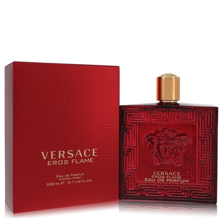 Versace Eros Flame Cologne By Versace Eau De Parfum Spray: Brand: Versace Size: 6.7 oz Eau De Parfum Spray Grams: 600 Type: Eau De Parfum Spray Fragrance: Cologne for Men Product Disclaimer: Authentic fragrances; some boxes may show shelf wear. We strongly en