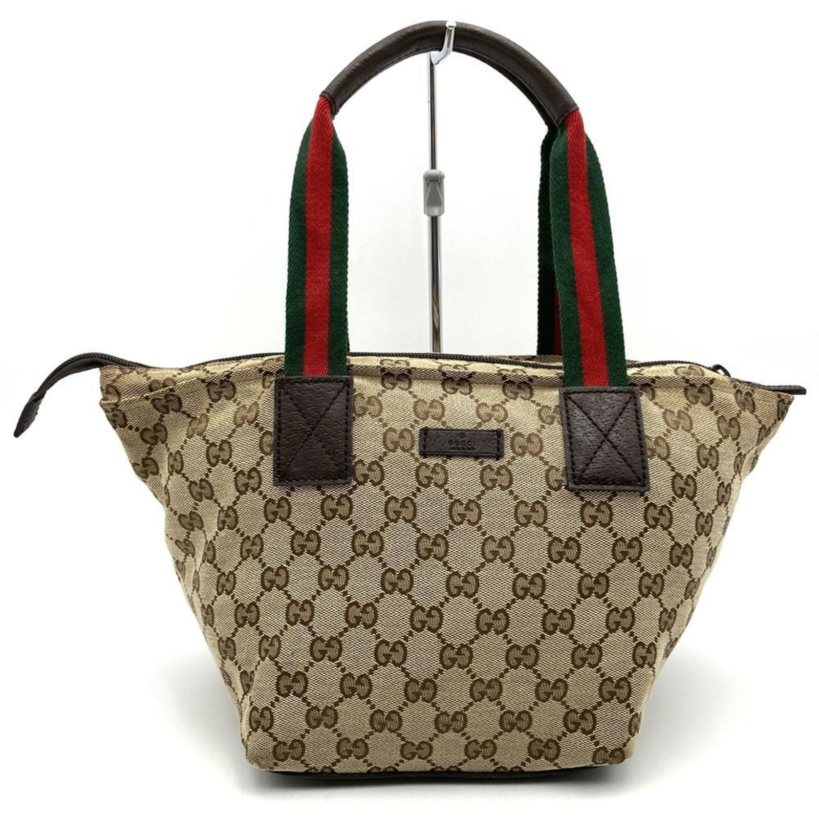 Gucci 131128 Gg Canvas Sherry Line Handbag Leather (1 of 10)