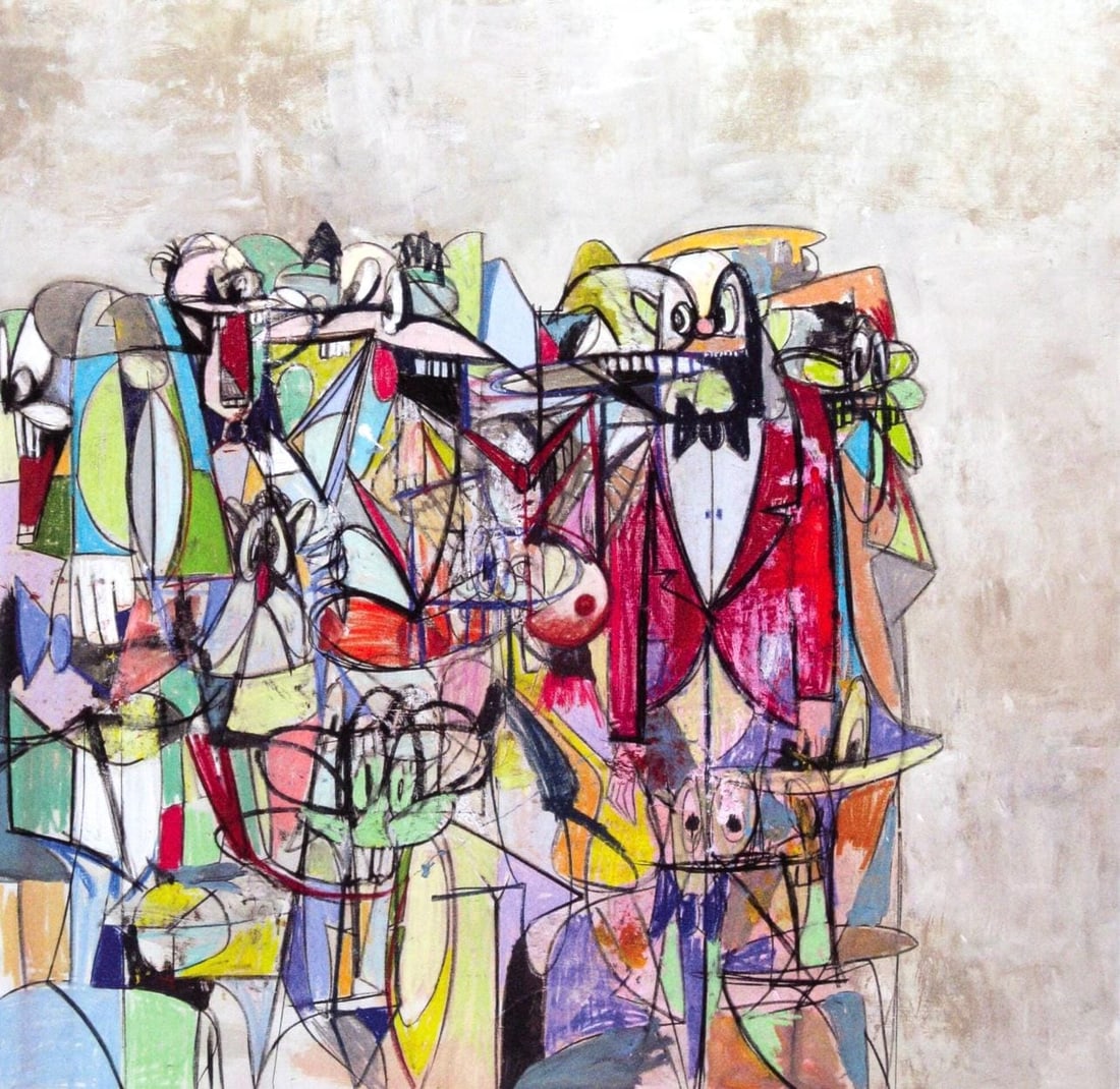 George Condo, Compression Iv, Drawing Paintings, Four Color Process Print: Four color process print on vlin paper. Paper size: 10.75 x 9.25 inches. Excellent condition. Inscription: Unsigned and unnumbered, as issued. Notes: From the folio, George Condo, Drawing Paintings, 2