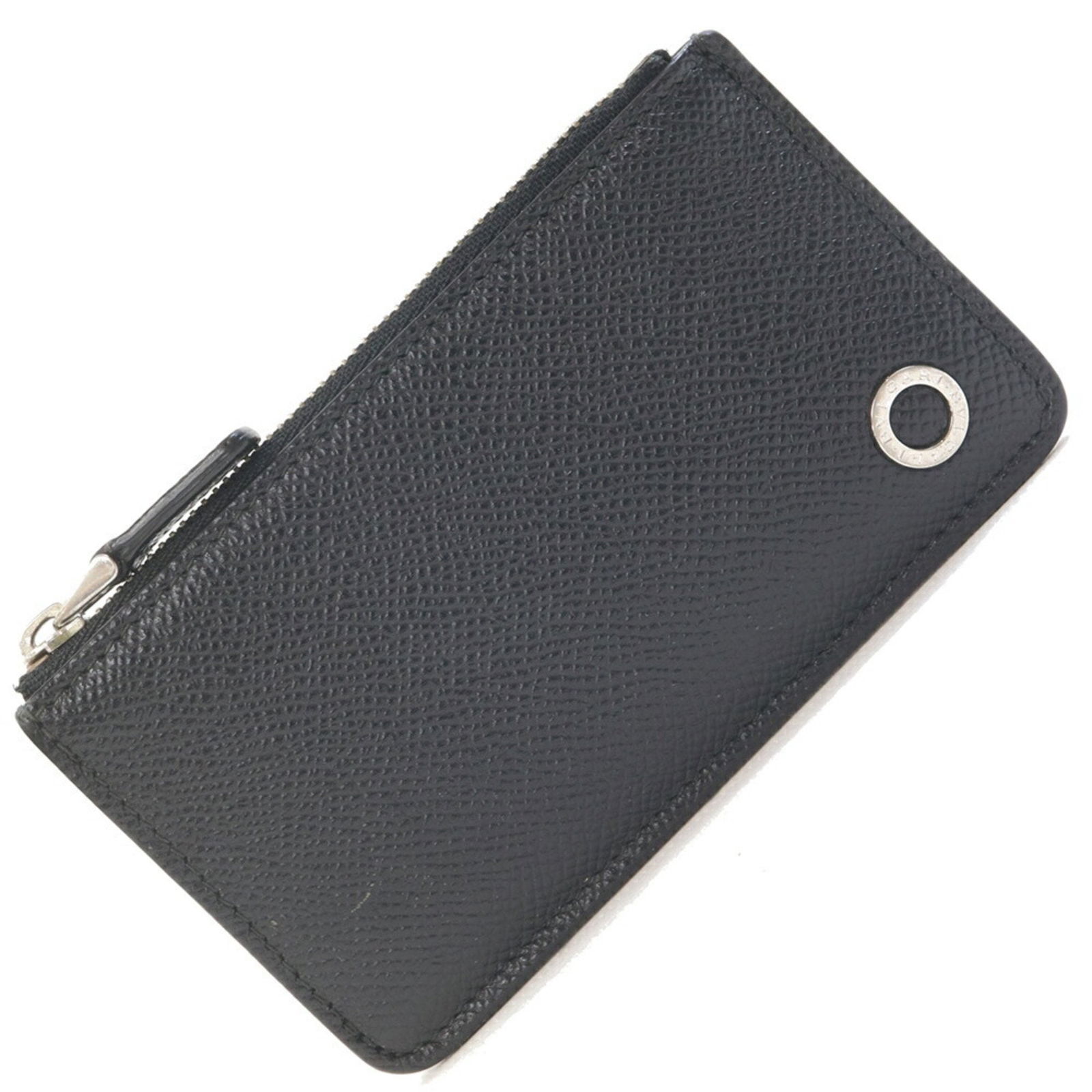Bvlgari Coin Case 282604 Black Leather Mini Wallet Compact Purse (1 of 9)