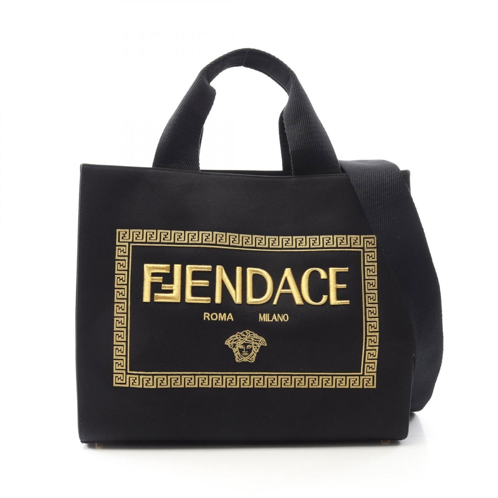 Fendi X Versace Fendace Tote Bag: Brand: Fendi Type: Tote Bag Material: Canvas Color: Black Gender: Women Size (Hxwxd): 33cm x 40cm x 19cm / 12.99'' x 15.74'' x 7.48'' Handle Length: 40cm / 15.74'' Strap Length: 100cm / 39.36'' Condit