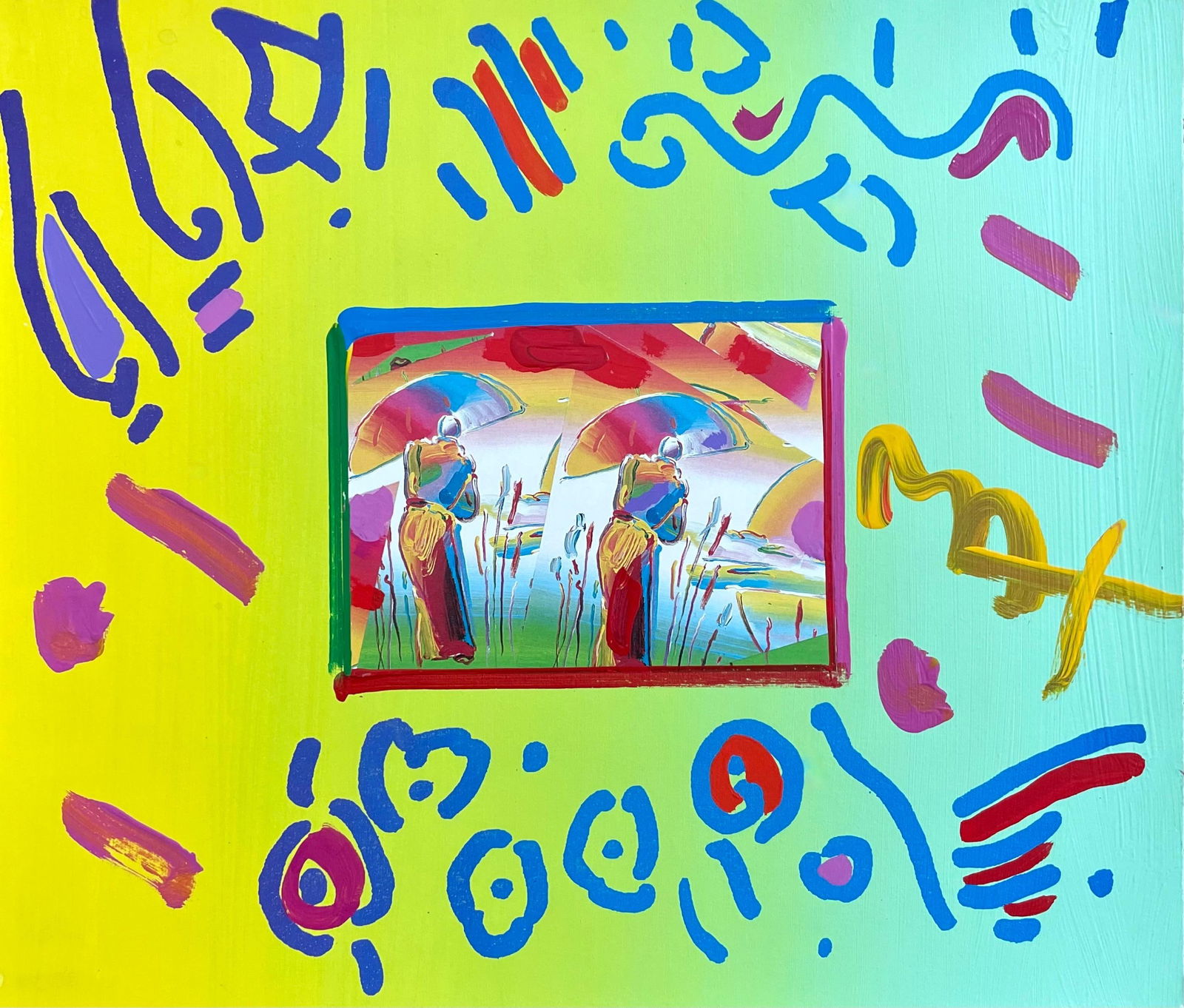 Peter Max, Two Sages, Hand Signed, Mixed Media Acrylic And Lithograph Painting (1 of 6)
