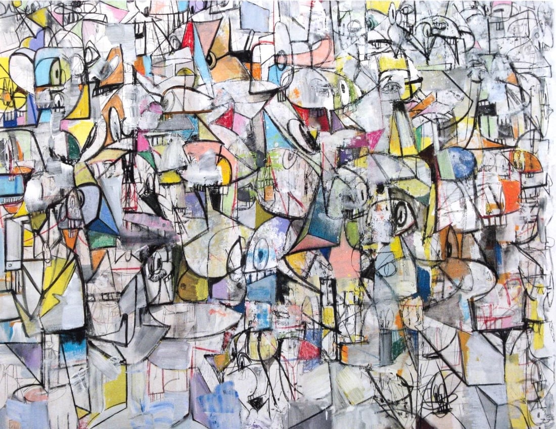 George Condo, Compression Vi, Drawing Paintings, Four Color Process Print: Four color process print on vlin paper. Paper size: 10.75 x 18.50 inches. Excellent condition, with centerfold, as issued. Inscription: Unsigned and unnumbered, as issued. Notes: From the folio, Georg