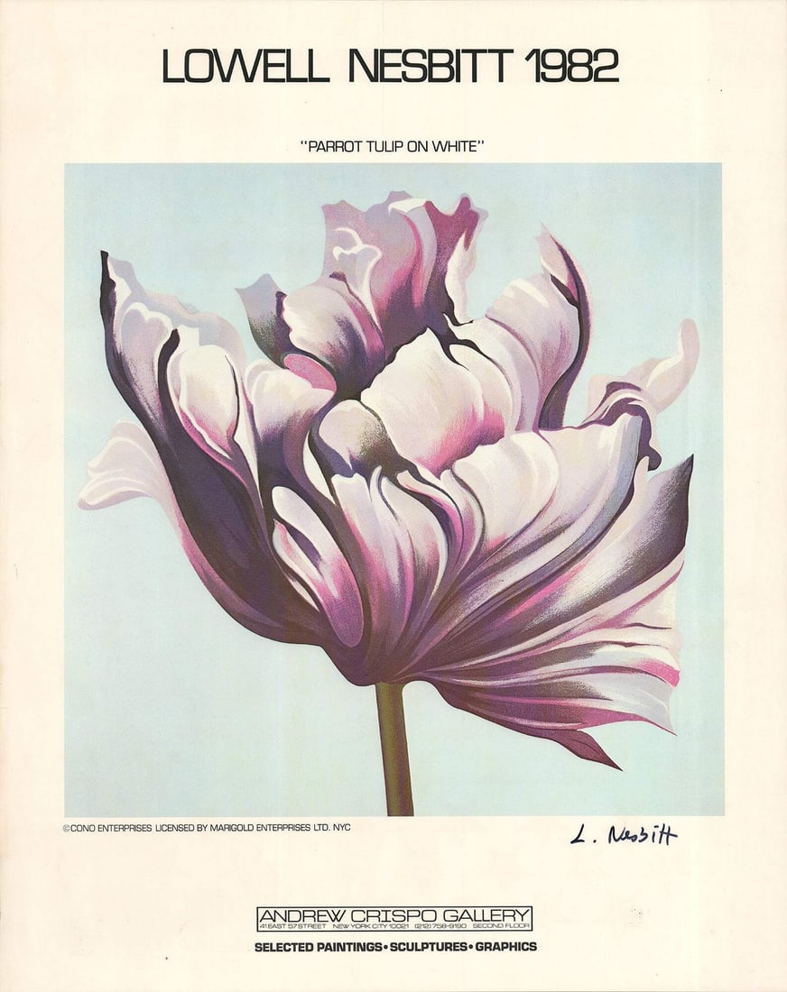 Lowell Nesbitt Parrot Tulip On White Signed " Offset Lithograph 198 (1 of 5)