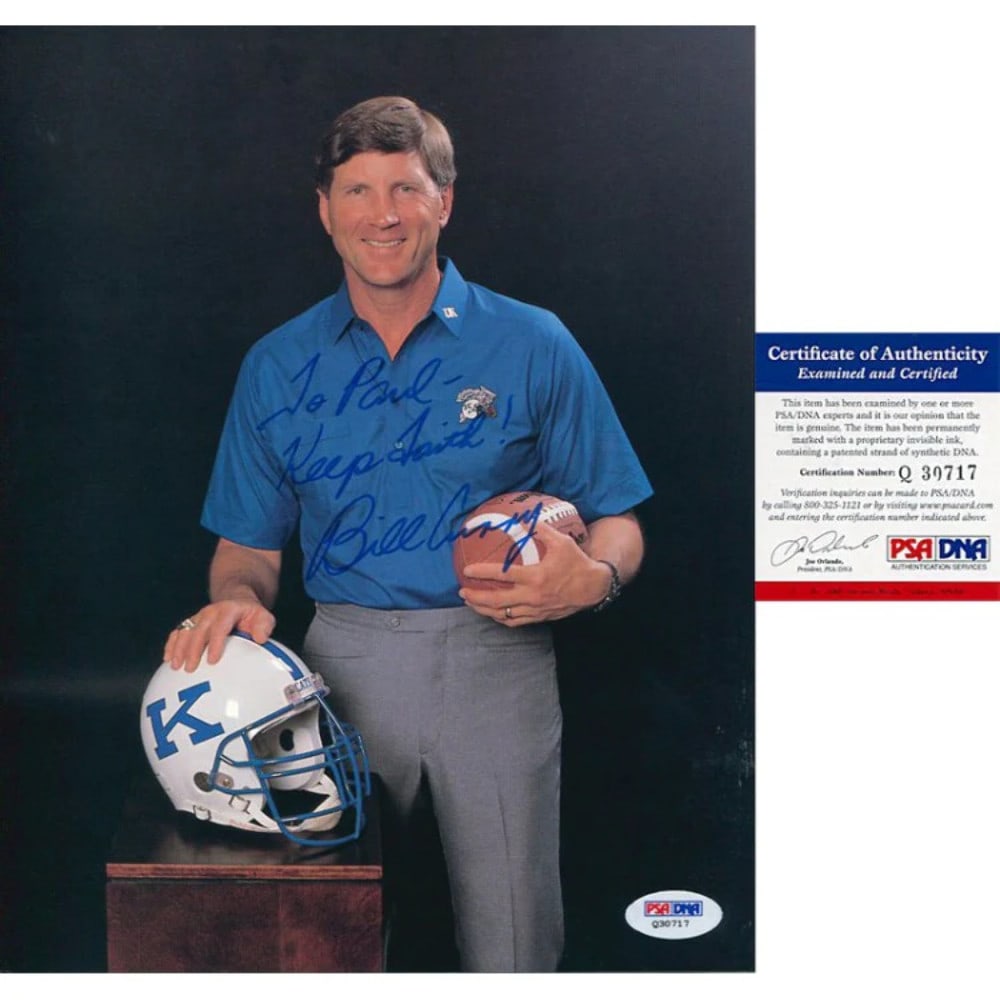 Bill Curry Autographed 8X10 Photo (Psa): Brand: Professional Sports Authenticator (PSA) This item is an autographed Bill Curry 8x10 photo that has been authenticated by PSA Photo captures Curry early in his coaching career as he was still a