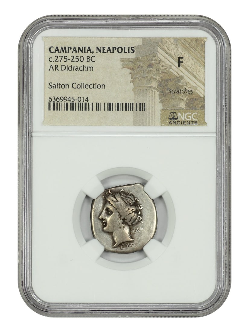 Ancient Greek: Neapolis, 275-250 Bc, Ar Didrachm Ngc Fine (Scratches) Ex: Salton (1 of 4)