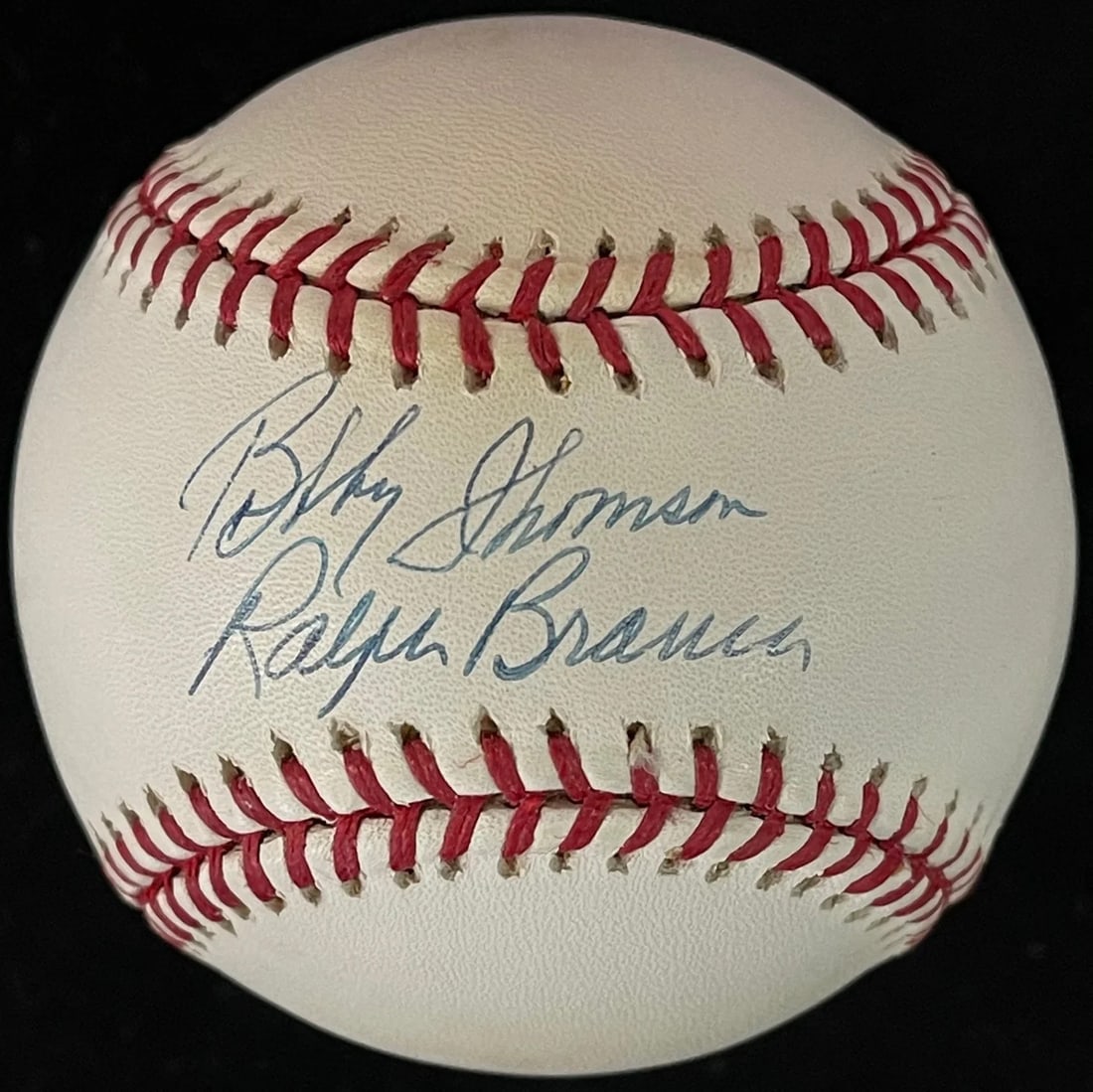 Ralph Branca & Bobby Thomson Autographed Official Major League Baseball: Brand: Professional Sports Authenticator (PSA) Ralph Branca & Bobby Thomson Autographed Baseball Signed in blue pen across the sweet spot of an officialAllan Selig Major League baseball. Product Discl