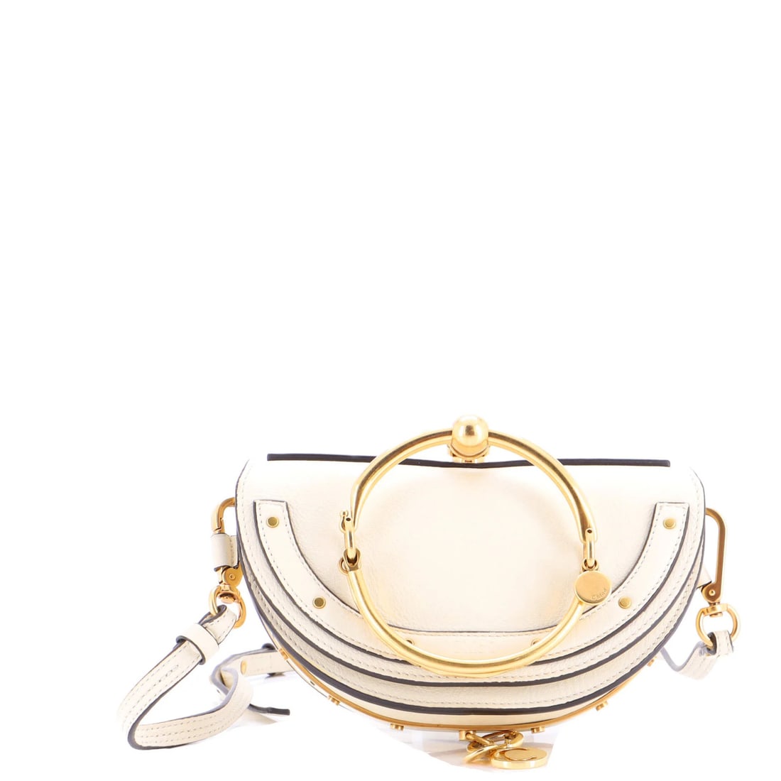 Chloe Nile Crossbody Bag Leather Mini: Brand: Chloe Exterior Material: Leather Style: Cross Body Bags Exterior Color: White Size: Mini Measurements: Handle Drop 4", Height 4.5", Width 8", Depth 2.5", Strap Drop 20.5-23" Model: Nile Crossbo