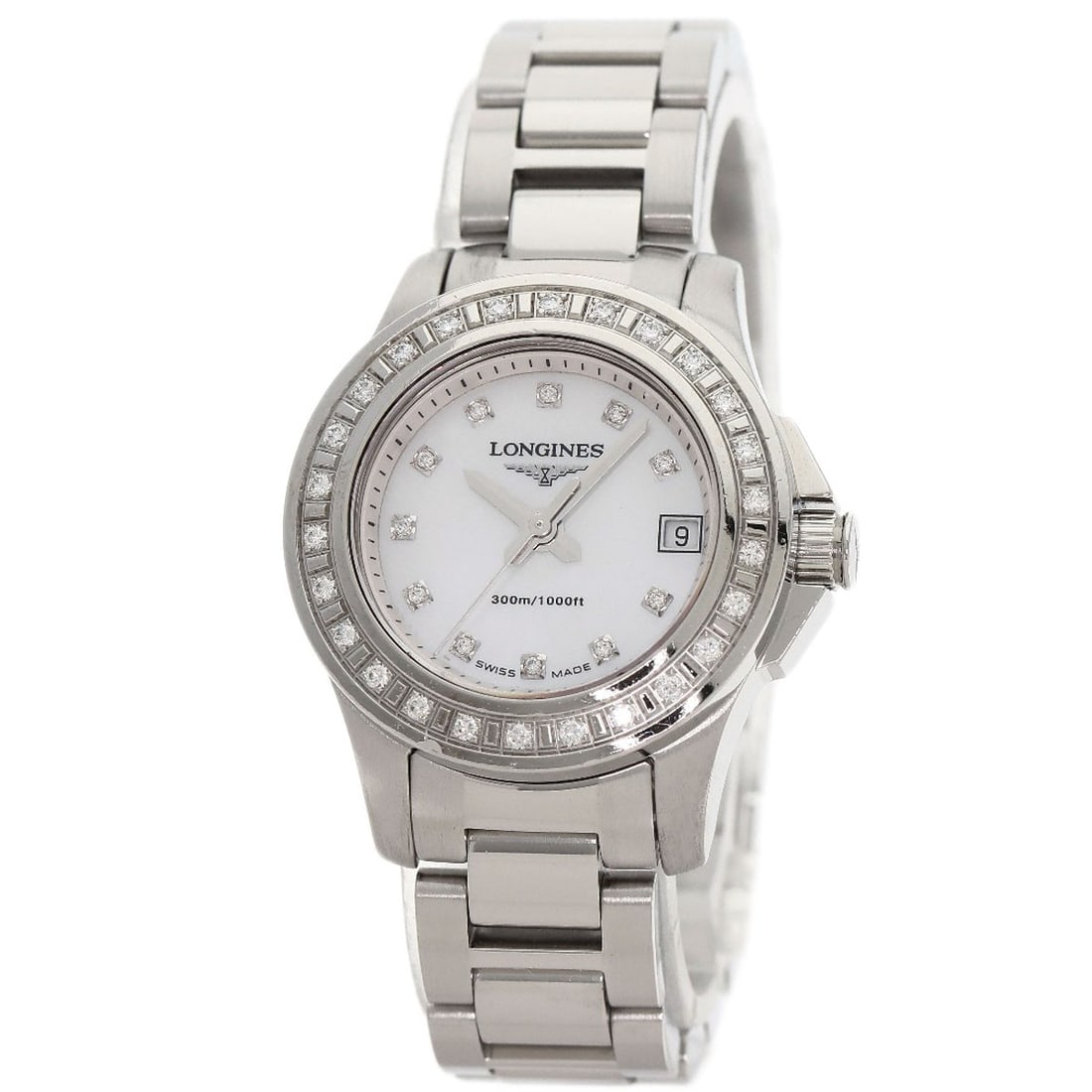 Longines Hydroconquest 11P Bezel Diamond Watches L3.158.0 Stainless: Brand: LONGINES Style: Watches Material: Stainless Steel Color: - Display: Analog display Movement: Quartz Type: Wristwatch Exterior Color: Silver Wrist Size: 5.10inch Country Of Origin: Switzerland P