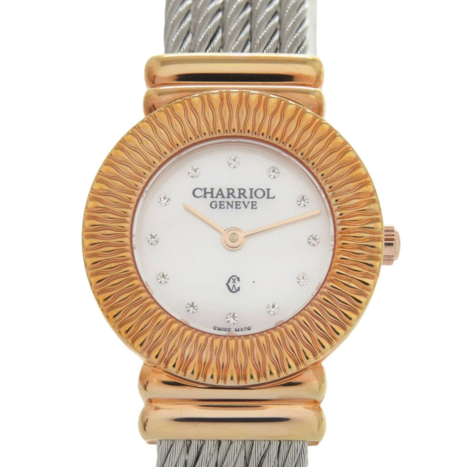 Unused Charriol Saint-Tropez 028Ip.540.326 Stainless Steel White Shell With Dial And Gold Quartz: Brand: Charriol Type: Wristwatch Gender: Women Material (Case): Stainless Steel Material (Band): Stainless Steel Color (Dial): White Shell Case Diameter: 25mm / 0.98'' Wrist Size: 15cm / 5.9'' Conditi