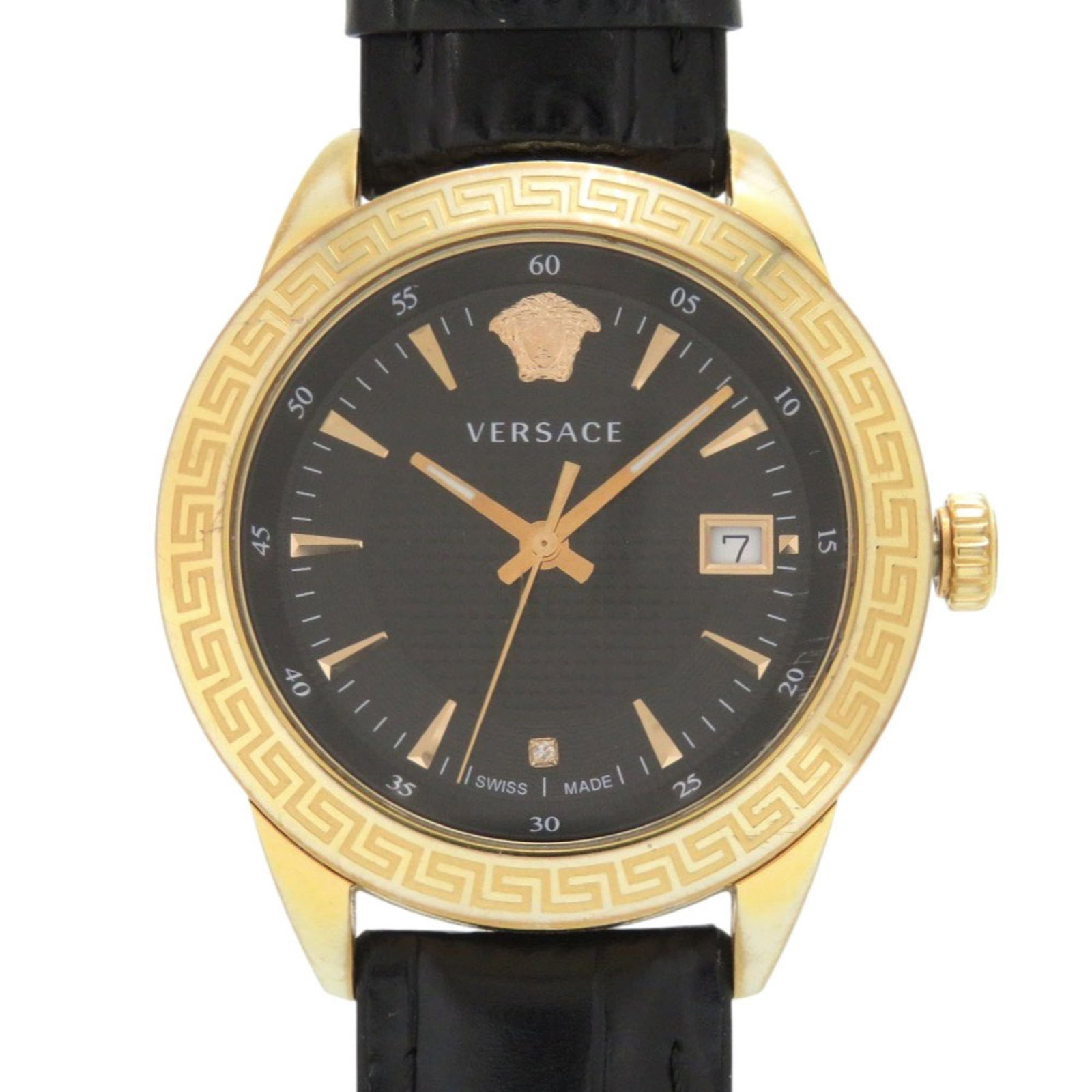 Versace Iaq Ss Black Dial Quartz Watch 0648 Versace: Brand: Versace Type: Wristwatch Gender: Men Material (Case): Stainless Steel Material (Band): Stainless Steel Color (Dial): Black Case Diameter: 41mm / 1.61'' Wrist Size: 14.5cm - 18.5cm / 5.7'' - 7.2