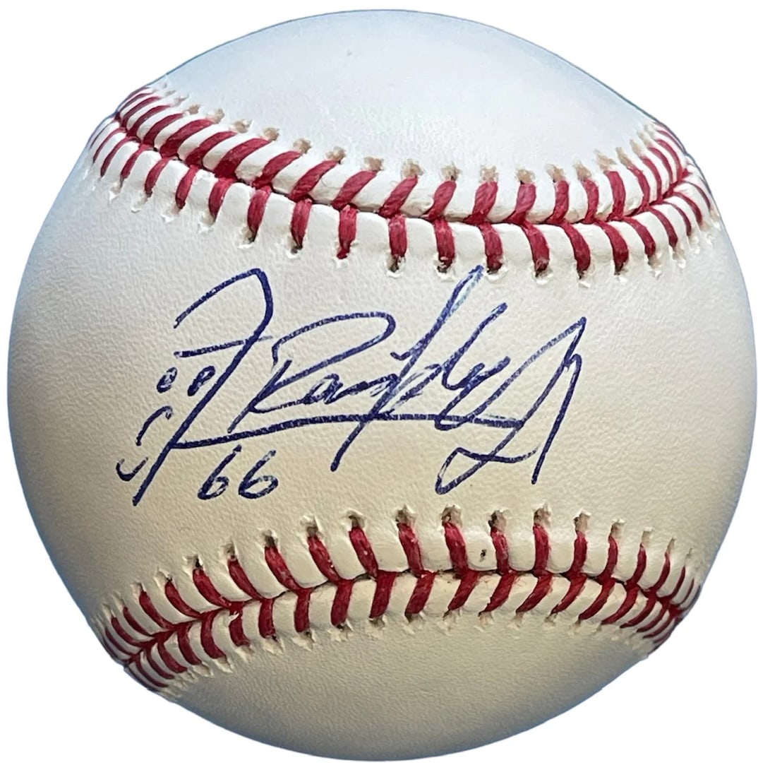 Randy Arozarena Autographed Official Major League Baseball (Fan Cave Sports): Randy Arozarena Autographed Official Major League Baseball Signed in blue pen across the sweet spot on a Robert Manfred Baseball. Product Disclaimer: Not affiliated with any team or league. Signatures