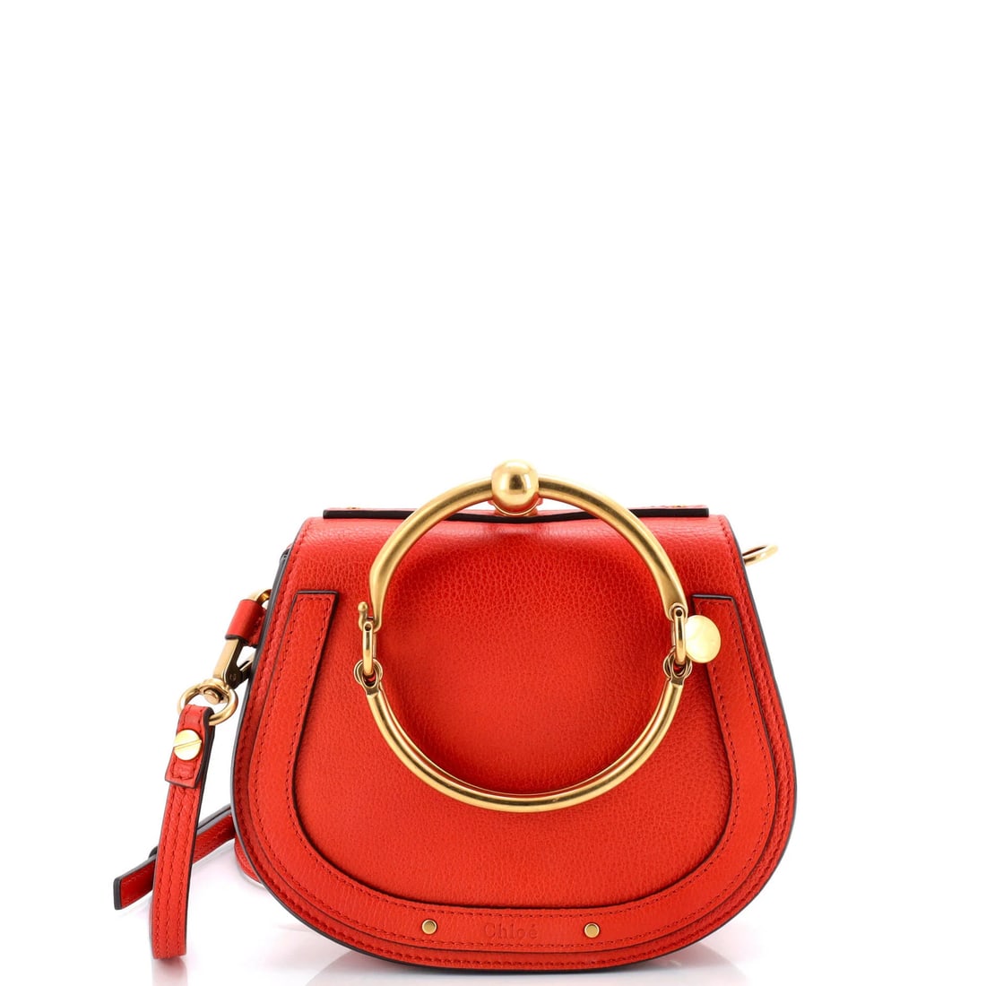 Chloe Nile Crossbody Bag Leather Small: Brand: Chloe Exterior Material: Leather Style: Cross Body Bags Exterior Color: Orange Size: Small Accessories: With Strap Measurements: Handle Drop 21-23", Height 6.5", Width 7.5", Depth 3", Strap Dro