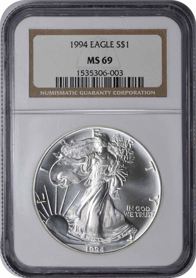 1994 American Silver Eagle Dollar Ms69 Ngc Mint State 69 (1 of 1)