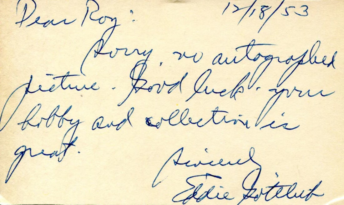 Eddie Gottlieb Autographed 1953 Vintage 3X5 Index Card (Jsa): Brand: James Spence Authentication (JSA) Eddie Gottlieb Autographed 1953 Vintage 3x5 Index Card Eddie was the first coach and manager of the Philadelphia Warriors in the National Basketball Associatio