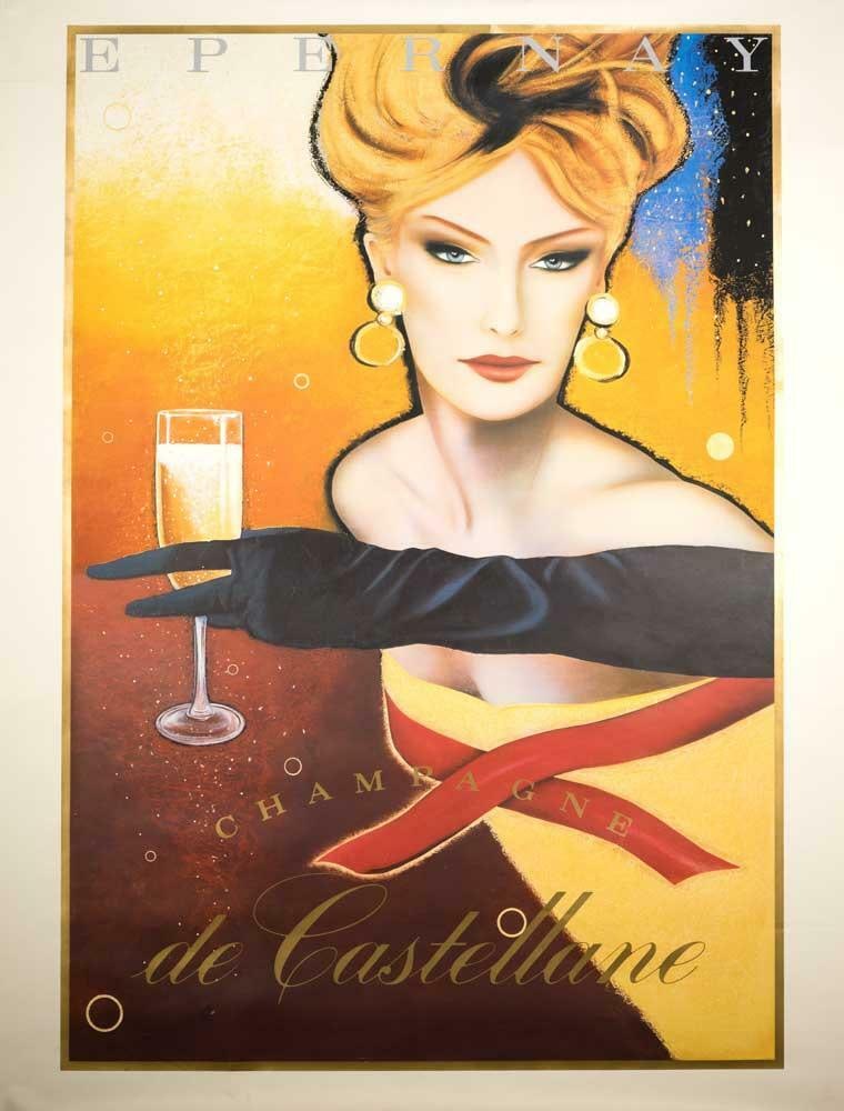 Epernay Champagne Castellane Poster Original By Razzia Large Size: Country Of Origin: France Artist: Razzia Unit Of Sale: Single Piece Size: Large Signed: No Color: Red Date Of Creation: 1990"s Certificate Of Authenticity (Coa): Yes Original/Licensed Reprint: Origina