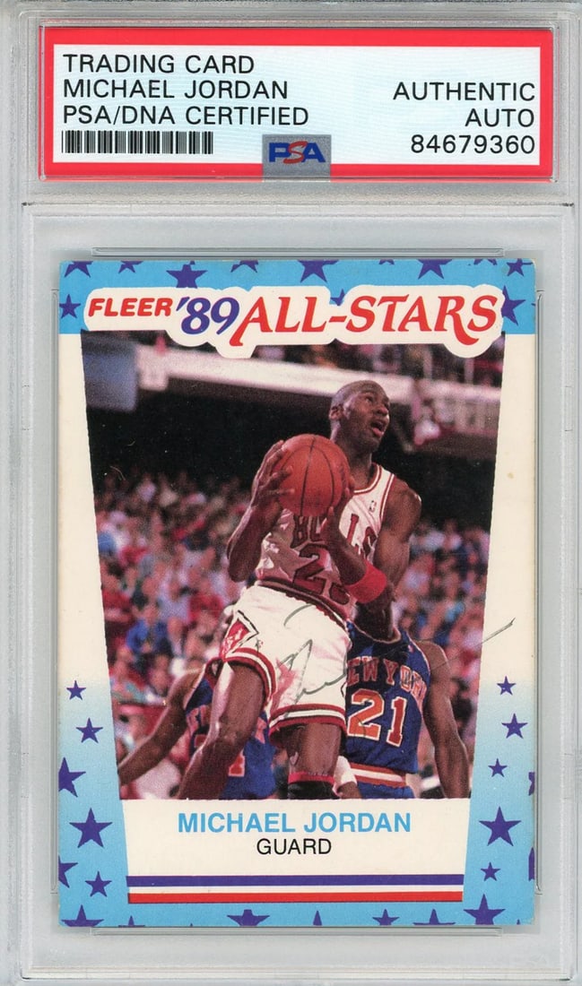 Michael Jordan Autographed 1989 Fleer Sticker Card #3 (Psa) (1 of 2)