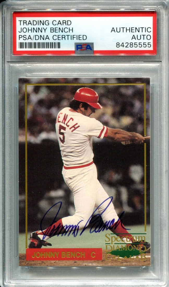Johnny Bench Autographed 1993 Spectrum Holdings Card (Psa) (1 of 1)