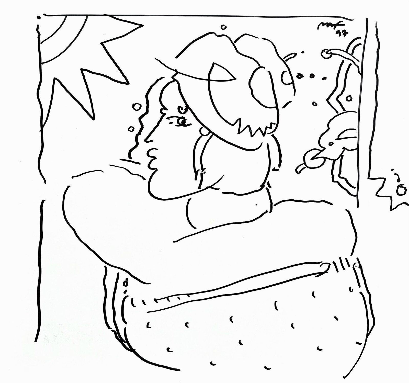 Peter Max, Lady Profile, Hand Signed, Pen And Ink Drawing: Pen and ink on vlin paper, 1997. Paper size: 13 x 14 inches. Inscription: Hand signed, as issued. Condition: Excellent. Product Disclaimer: Please review the full description and photos. Lithographs m