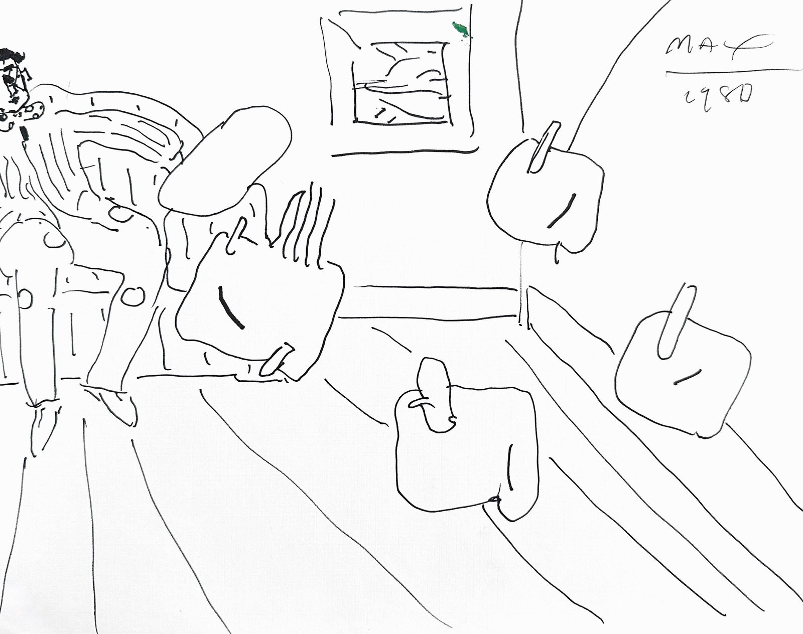 Peter Max, Seated Man, Hand Signed, Pen And Ink Drawing (1 of 4)