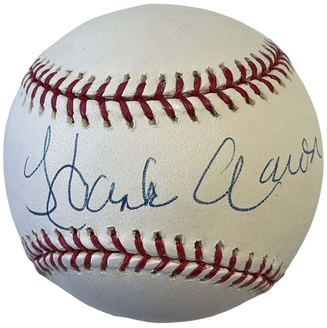 Hank Aaron Autographed Official Major League Baseball (Steiner & Jsa): Brand: James Spence Authentication (JSA) Hank Aaron Autographed Official Major League Baseball Signed in blue pen across the sweet spot on this Official Allan Selig baseball Product Disclaimer: Not af